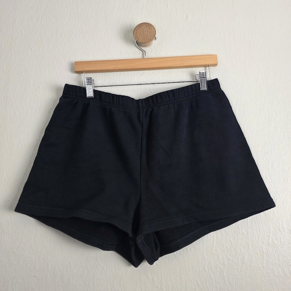 TNA Aritzis Cozy Sweat Fleece Black High Waisted Shorts - Picture 1 of 9